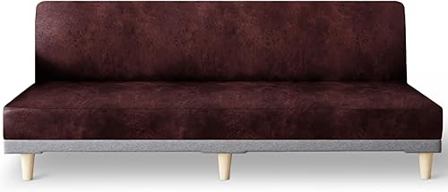 Miniatura 11 de molasofa Funda elástica similar a la piel para futón sin brazos, protector de muebles con parte inferior elástica, funda de futón suave y lavable
