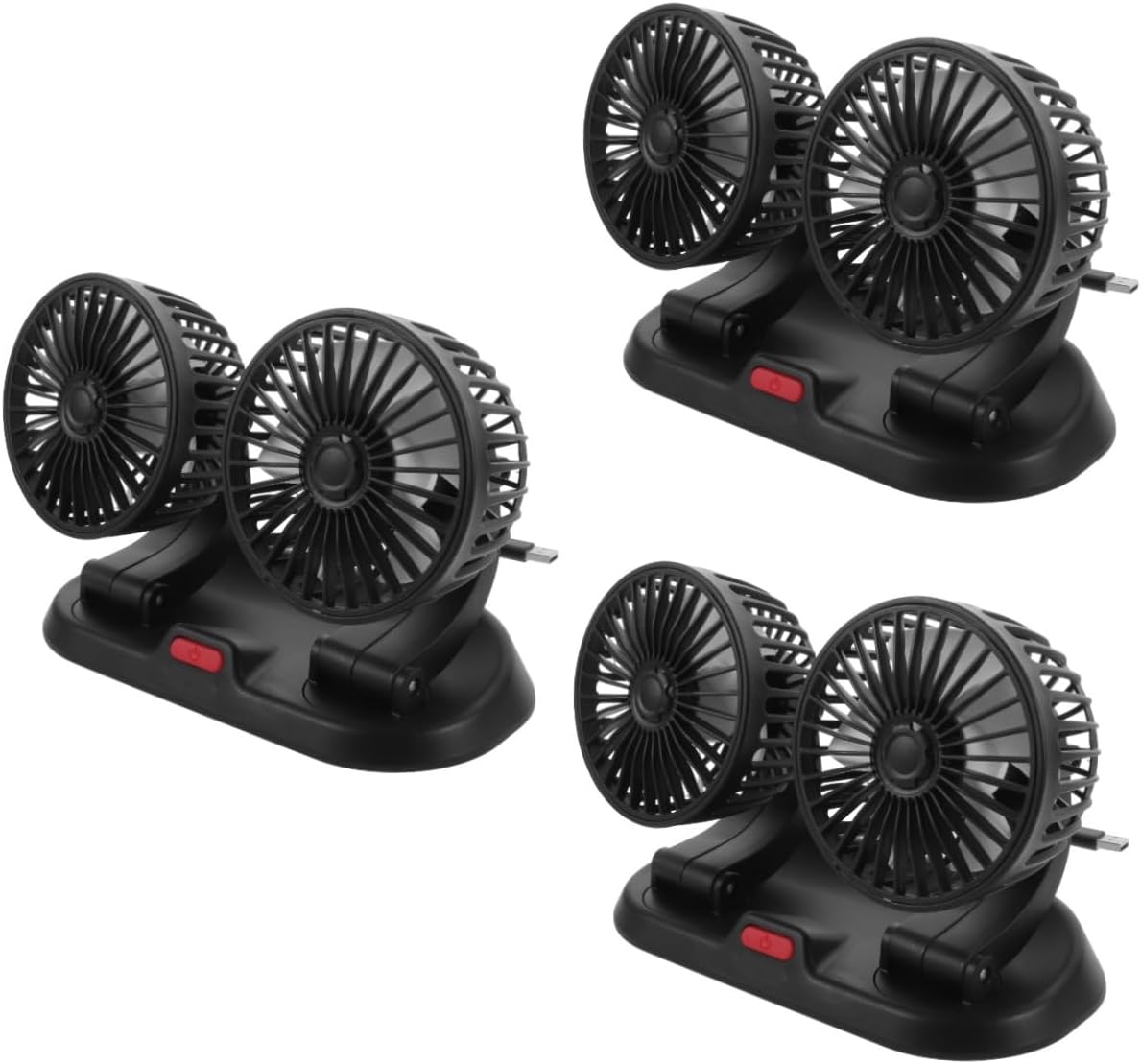 PRETYZOOM 3pcs Car Double- Fan Rotatable Portable Cooling Fan for Cars Strollers and Office Use Usb Powered Low Noise Air Circulation Device