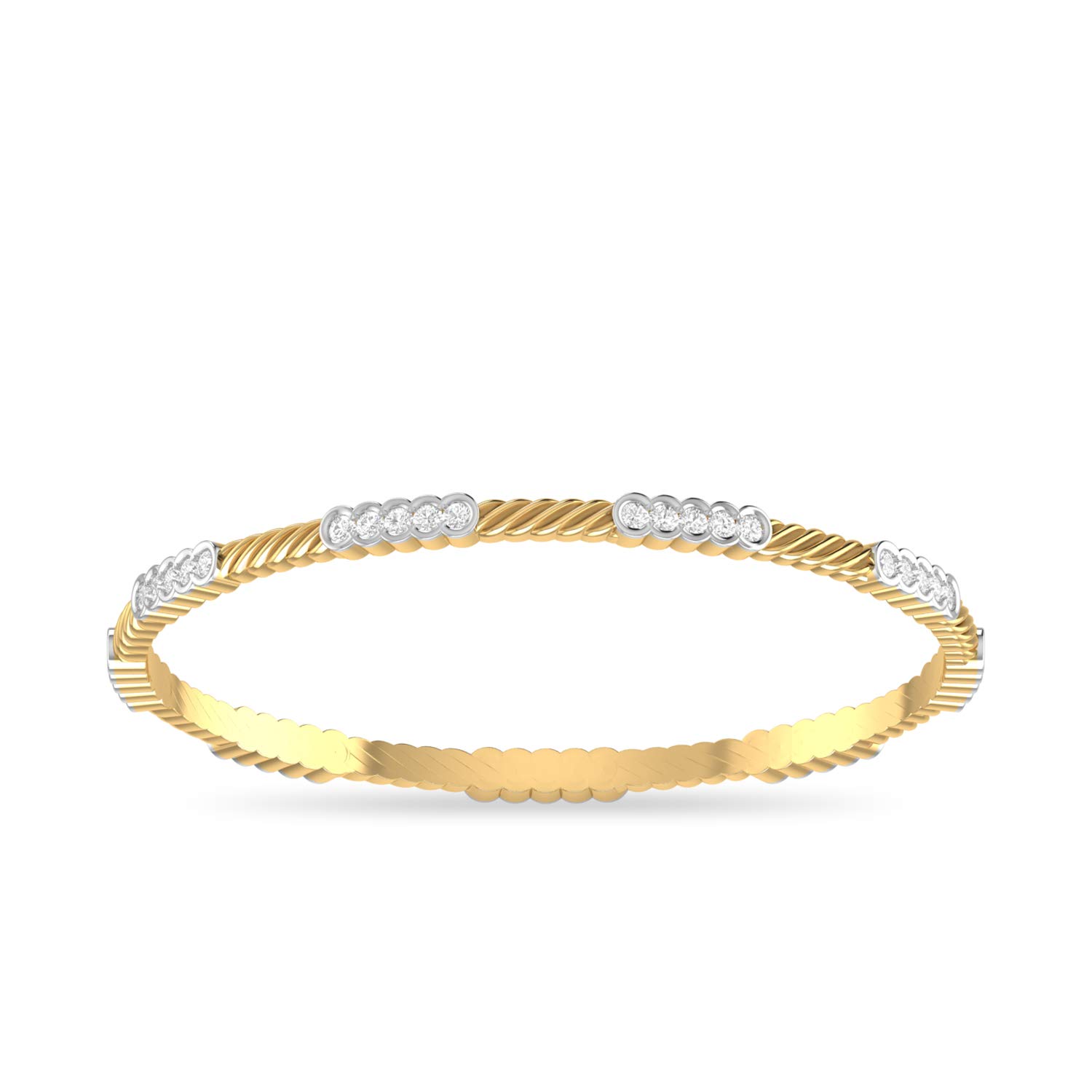 14k (585) Yellow Gold and Solitaire Bangle for Women