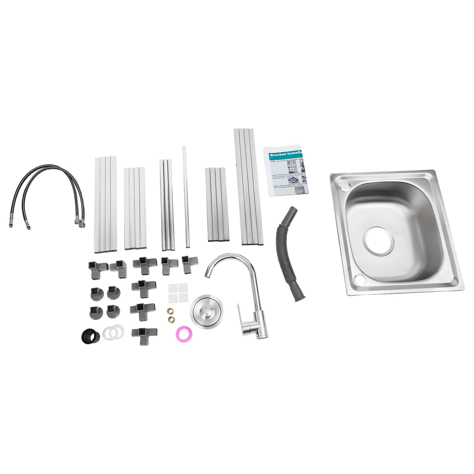 Fregadero de cocina moderno de acero inoxidable con dispositivo de drenaje y dispensador de jabón, orificio de instalación, uso universal para interiores, exteriores, cocinas, bares y restaurantes