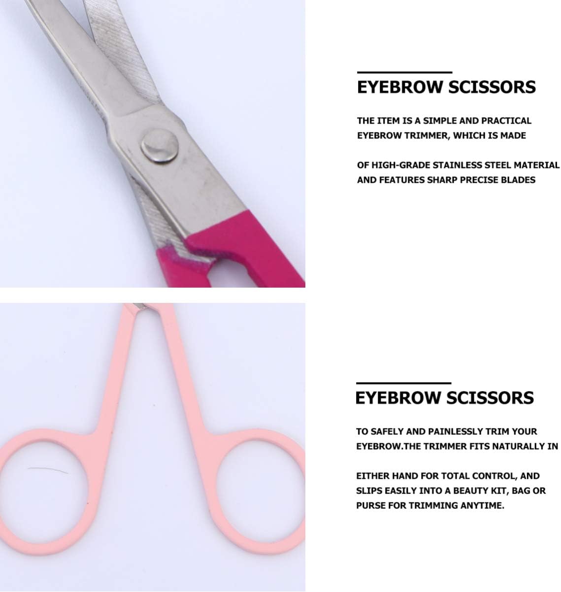 FRCOLOR 2Pcs Eyebrow Scissors Portable Eyebrow Razor Trimmer for Home and Salon Use Durable Comfortable Grip for Eyebrow Beard Eyelash Grooming