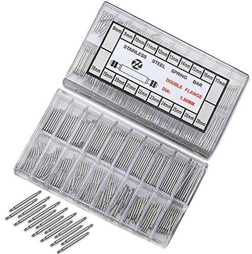 DIY Crafts Watch Spring Bars, 360Pcs 8-25mm Professional Watch Wristband Stainless Steel Link Pins Repair Replacement Pin Tool Kit Set (Design # No 1, Pack Of 360 Pcs)