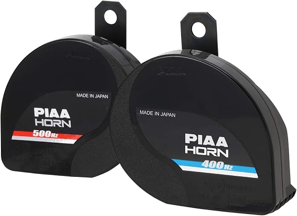 PIAA(ピア) 車用 ホーン 400Hz+500Hz スレンダーホーン 薄型 コンパクト 112dB 2個入 渦巻き型 車検対応 アースハーネス同梱 HO-12 - 2