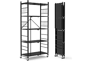 5-Tier Metal Storage Shelves with 20 Hanging Hooks