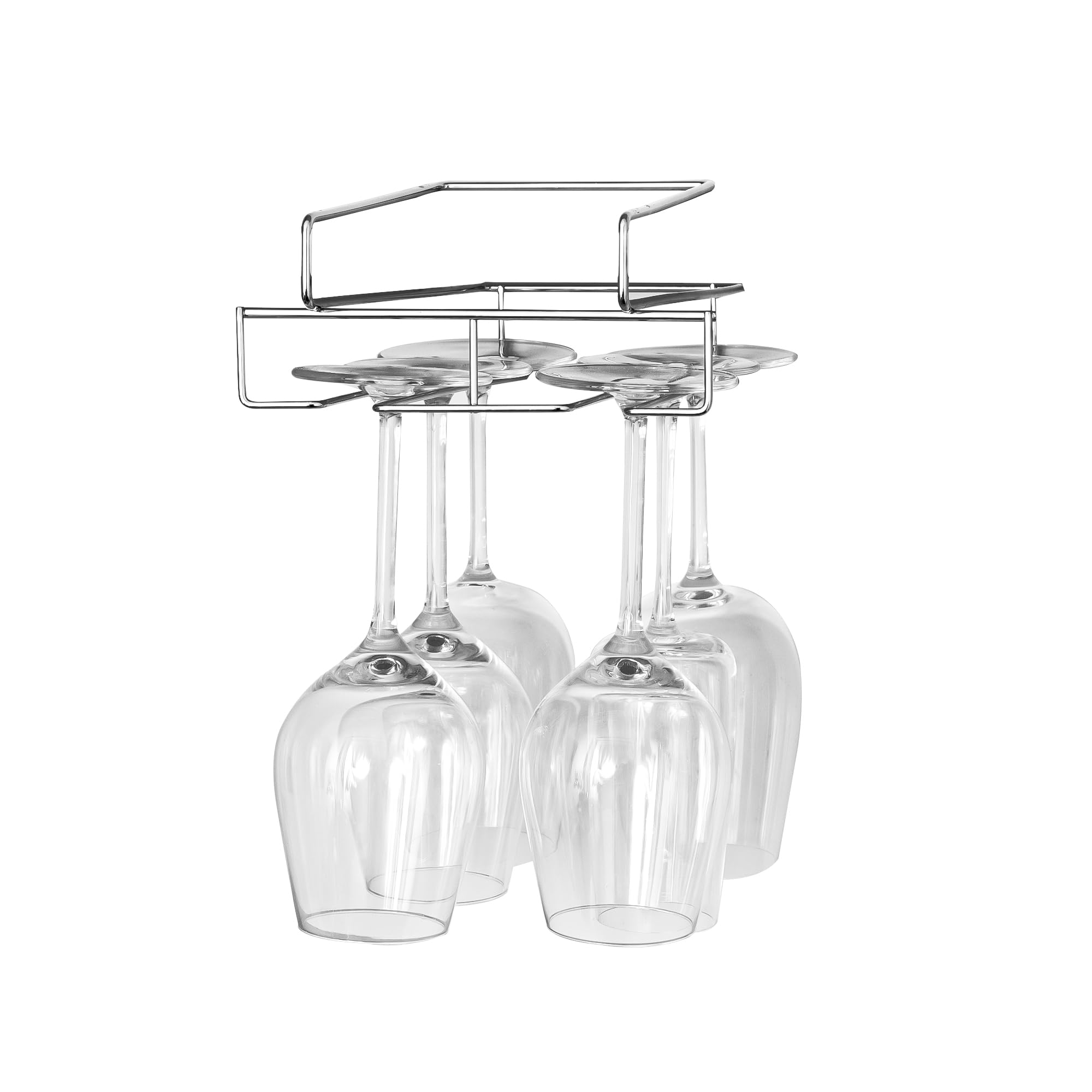 Innoteck Silver Kitchen Under Cabinet Wine Glass Holder - Storage Rack Cupboard Hanging Hook Hanger – Multi-Functional Chest Cabinet Organiser
