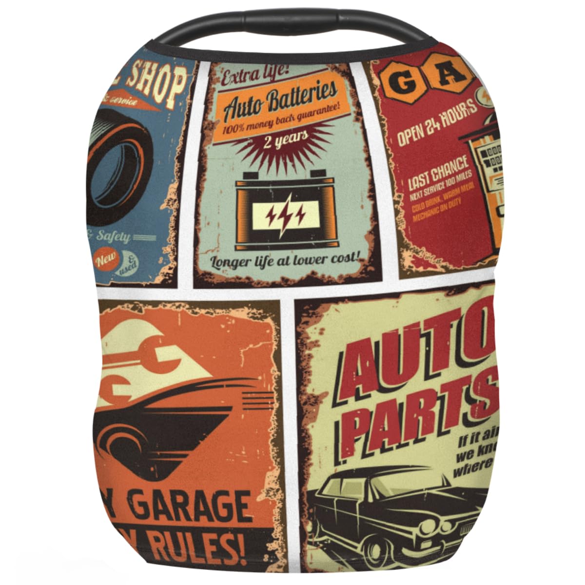 Vintage Car Theme Baby Car Seat Cover for Baby Boys and Girls Breathable Lightweight Carseat Cover Baby Carrier Cover Soft Flexible for Girls Boys