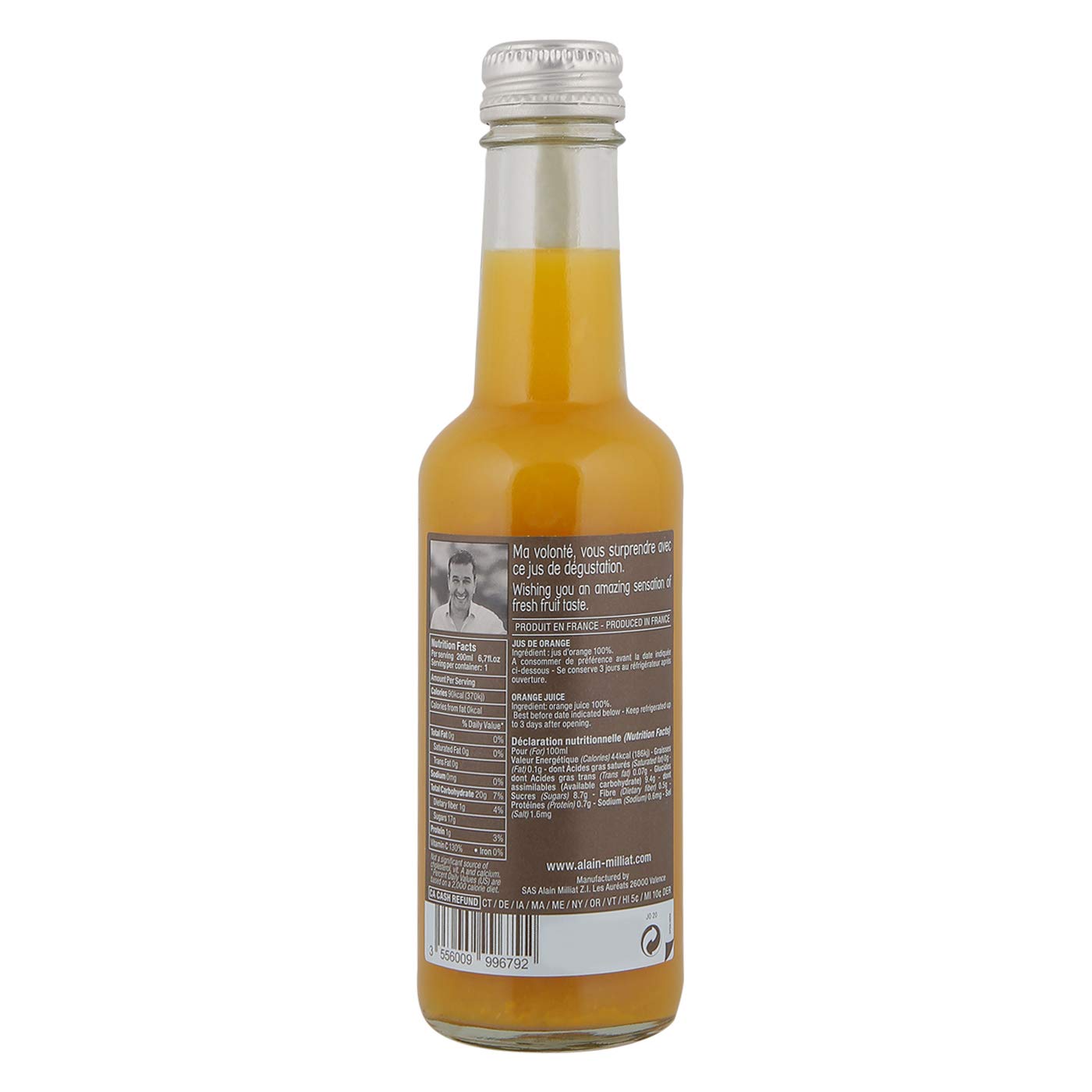 Alain Milliat - Zumo de naranja 20 cl - Caja de: 20 unidades