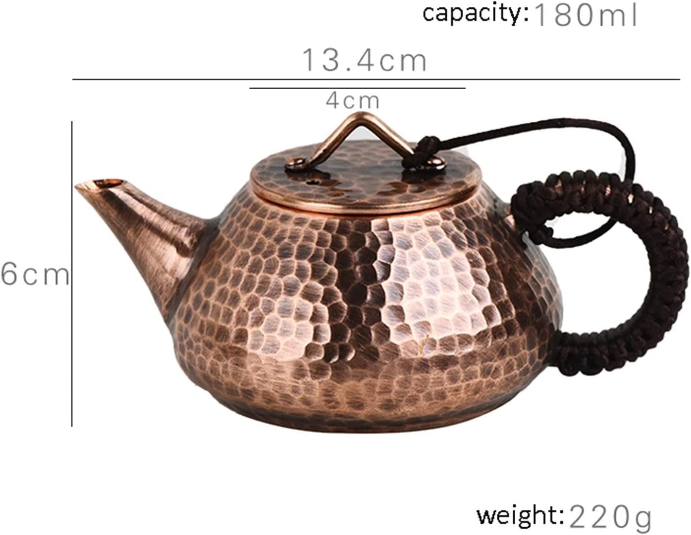 Theiere Teapot Théière en cuivre Pur Faite à la Main de 180 ML théière Chinoise Accessoires pour la Maison théière Cadeau Joyeux ThéIère avec Infuseur
