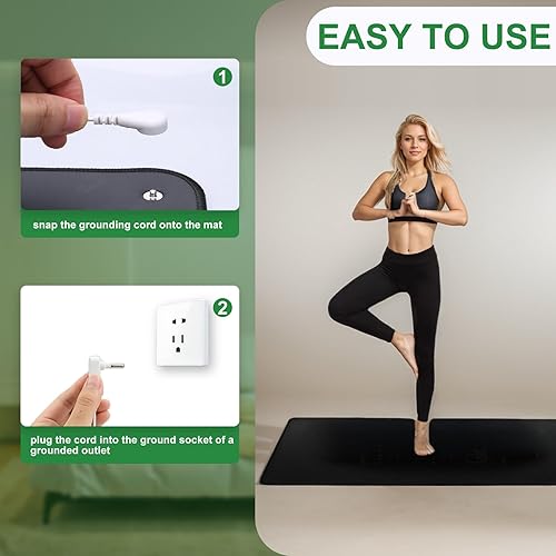 Miniatura 4 de Alfombrilla de yoga Grounding  Almohadilla de ejercicios de fitness, 71 x 24 pulgadas, almohadilla de tierra antideslizante mejorada con cable de 15