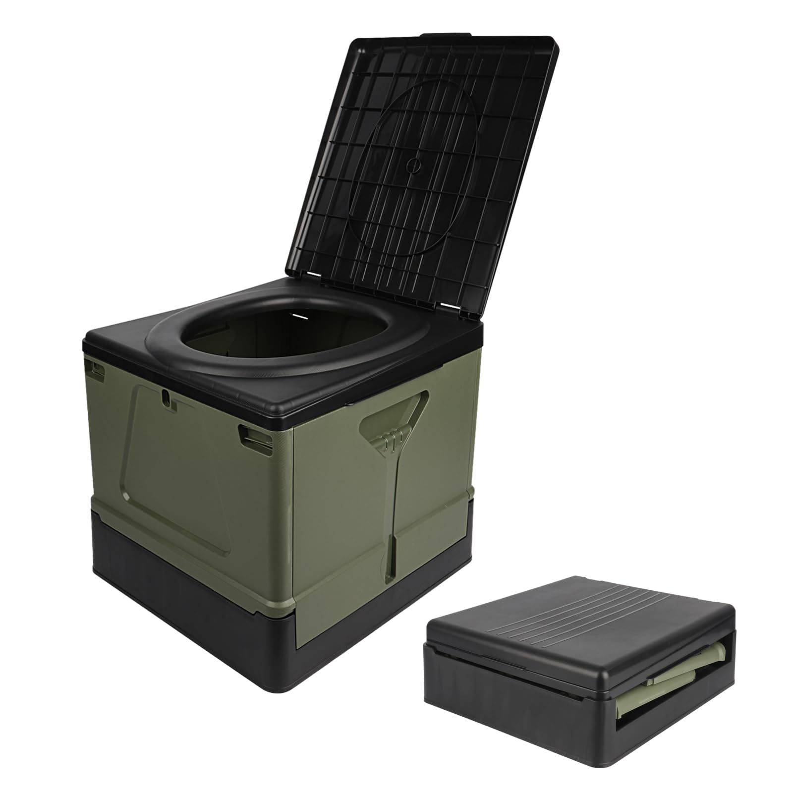 Photo 1 of Pyinlon Portable Toilet for Adults Camping,Portable Travel Toilet with Lid,Foldable Portable Emergency Potty for Car/Outdoor Camp Plus Green