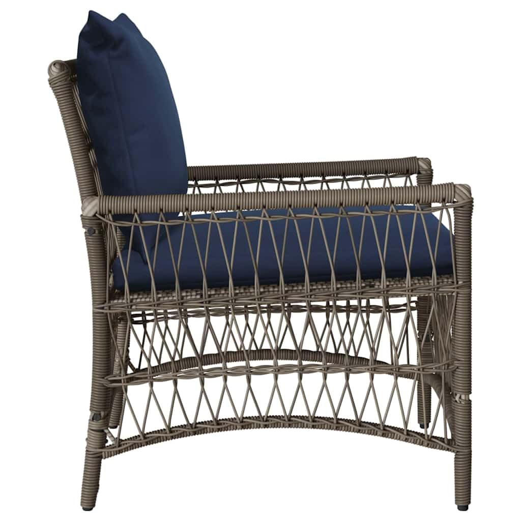 Générique Krzesło ogrodowe Polyrattan Szary 73 x 61 x 77 cm | Z poduszką zewnętrzną, stalowa rama malowana proszkowo, wygodne siedzisko, ergonomiczna konstrukcja