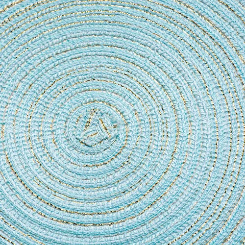 Ahhfsmei Round Braided Placemats 15 Inch Round Table Mats For Dining Tables Natural Woven Heat Resistant Place Mats Set Of 6 For Christmas (Light Blue) #TOP3