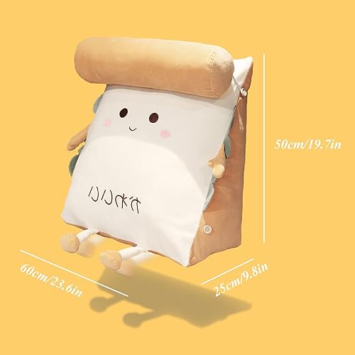 Miniatura 5 de Bonita almohada de lectura de felpa con almohada pequeña, almohada de respaldo para niña, cojín lumbar ajustable para la cabeza, almohadas de