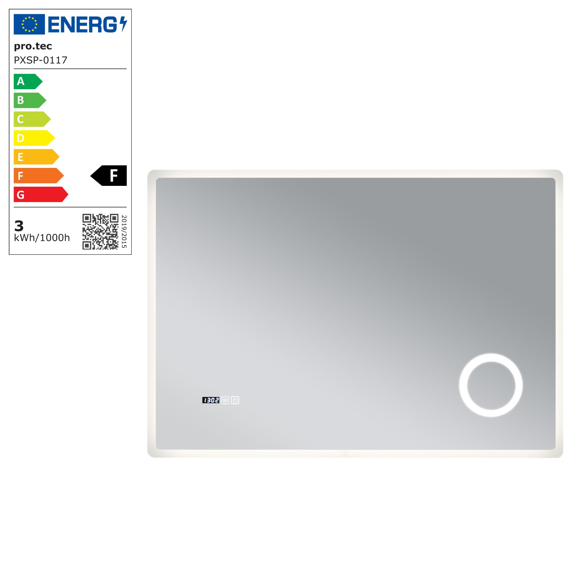 [pro.tec] Lustro Racale z oświetleniem LED 70x100x3 cm białe