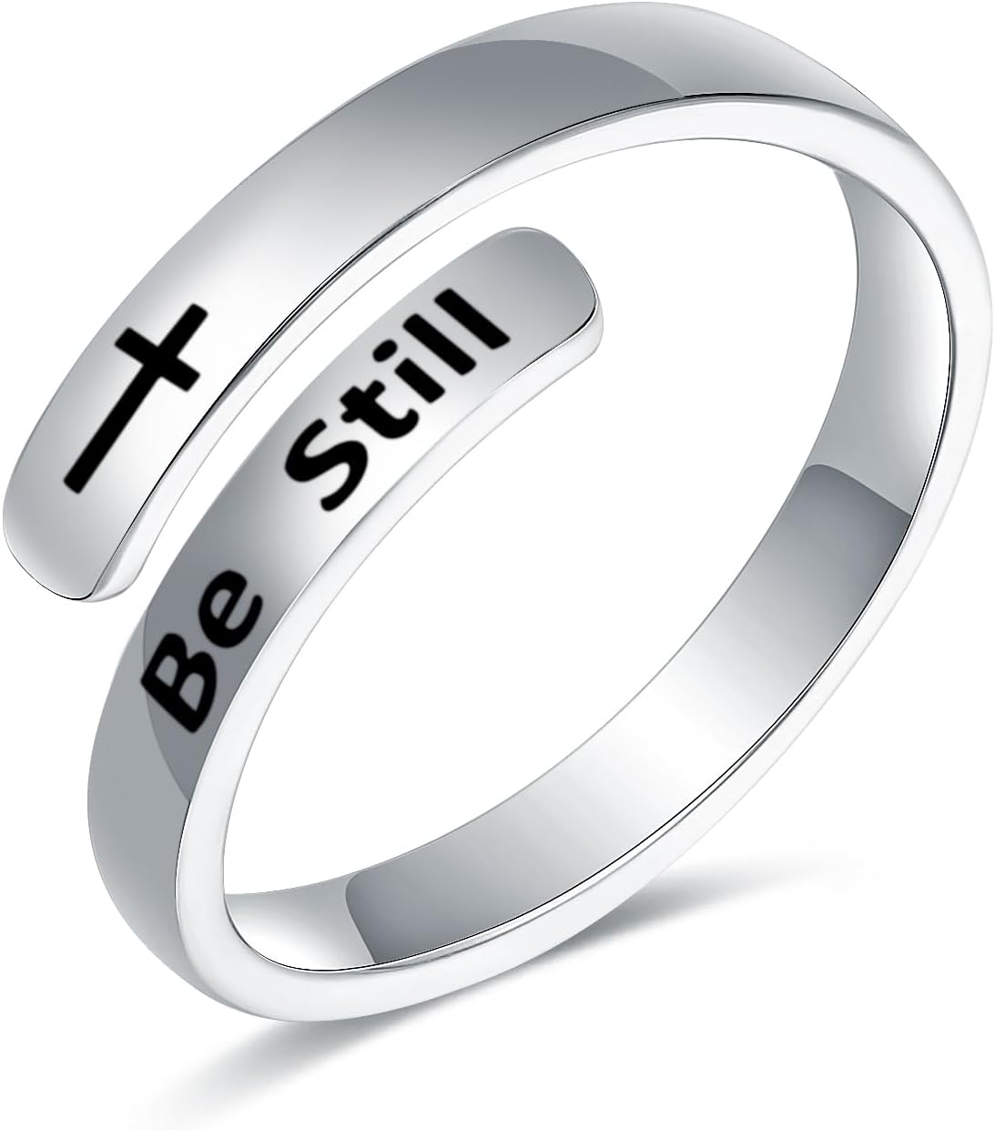 STROLLGIRL 925 Sterling Silver Faith over Fear Ring Faith Religious Jewelry Quote Ring Friend Daughter Gifts