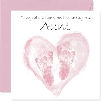 Stuff4 New Baby Girl Card for Aunt, Congrats Becoming | Well Done Congratulations Card for New Aunt, 5.7 Inch Welcome To The World Greeting Cards