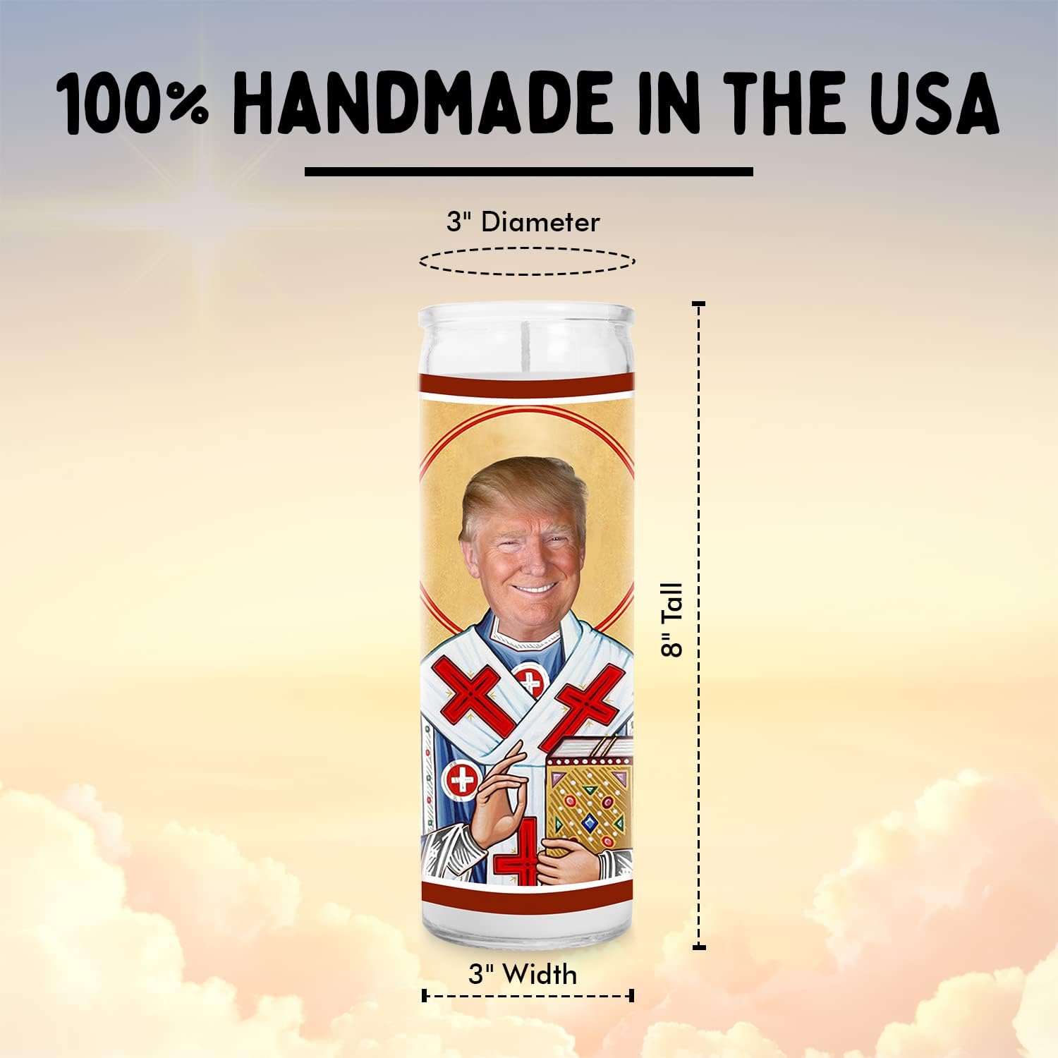 Donald Celebrity Candle - Funny Saint Candle - 8 Inch Glass Votive - Handmade in USA - Novelty Gift for Celebrity Lovers