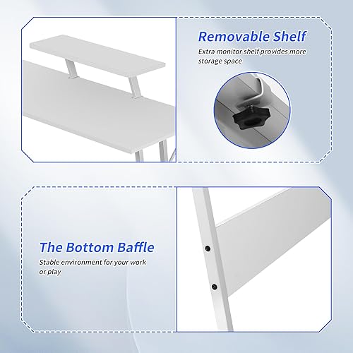 Miniatura 20 de Escritorio esquinero para juegos en forma de L con escritorio grande para estudiar, trabajar y jugar para el hogar y el lugar de trabajo, color