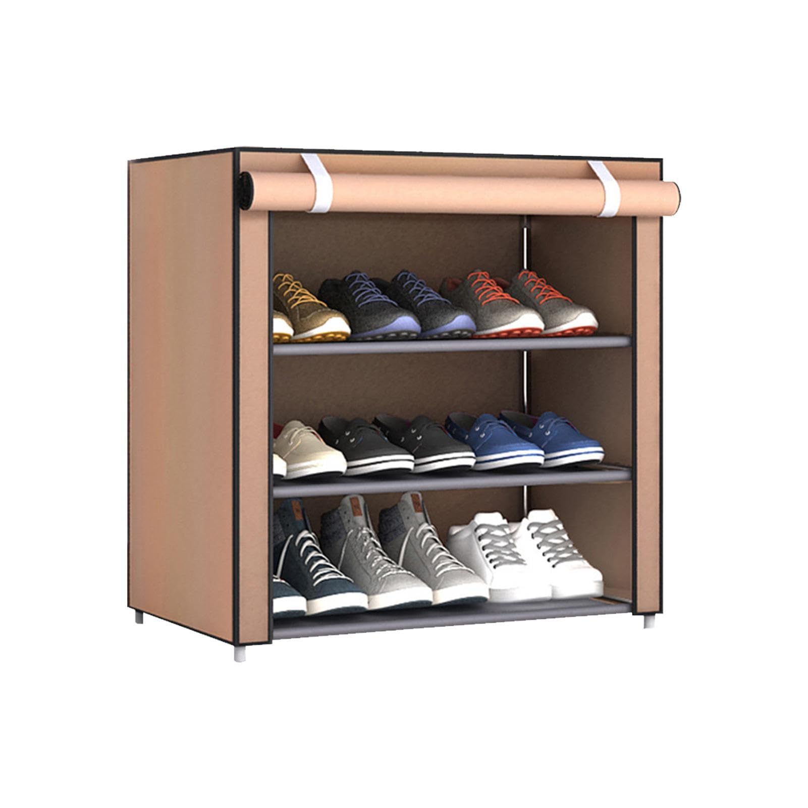 Sundaze Schuhregal Mit 4 Etagen – Stabiles Schuh-Organizer-Regal Bis 20 Paar, Vliesstoff, Schwarz
