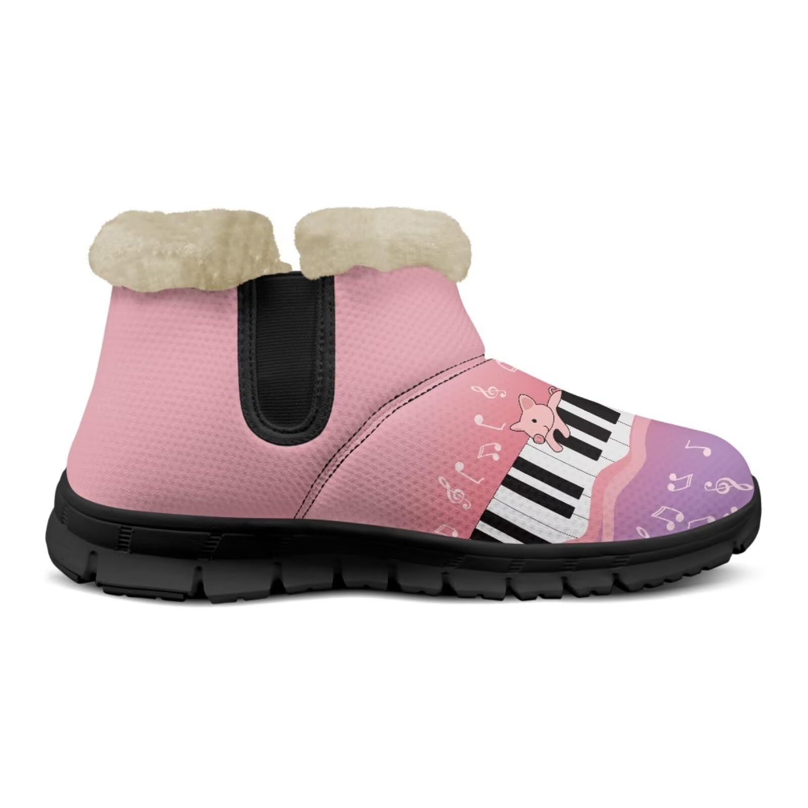 Jeiento Scarponi invernali da donna con note musicali, scarpe da donna, stivali da passeggio casual, Tastiera per pianoforte Pig, 40.5 EU