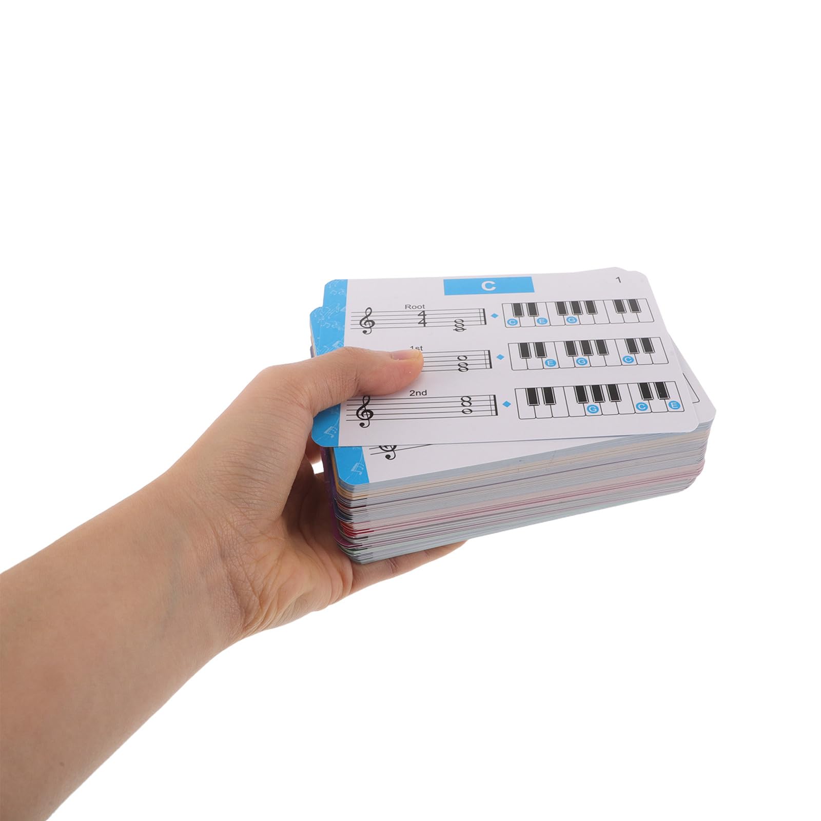 Yardwe 1 set di carte con accordi per pianoforte per principianti, strumenti essenziali per la pratica degli accordi per insegnanti di pianoforte - Flashcard con spartiti musicali per lezioni e studio