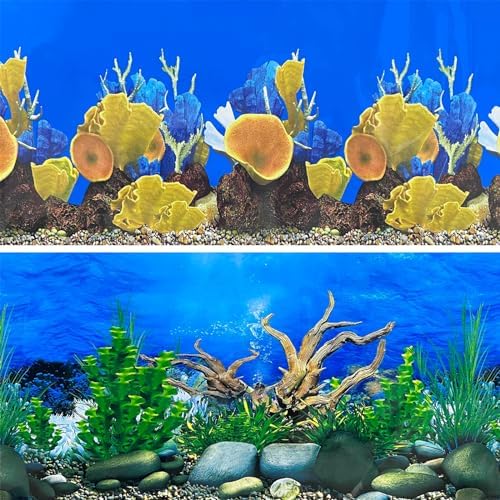 XCNO Aquarium Background Seabed Coral Rock Water Plants