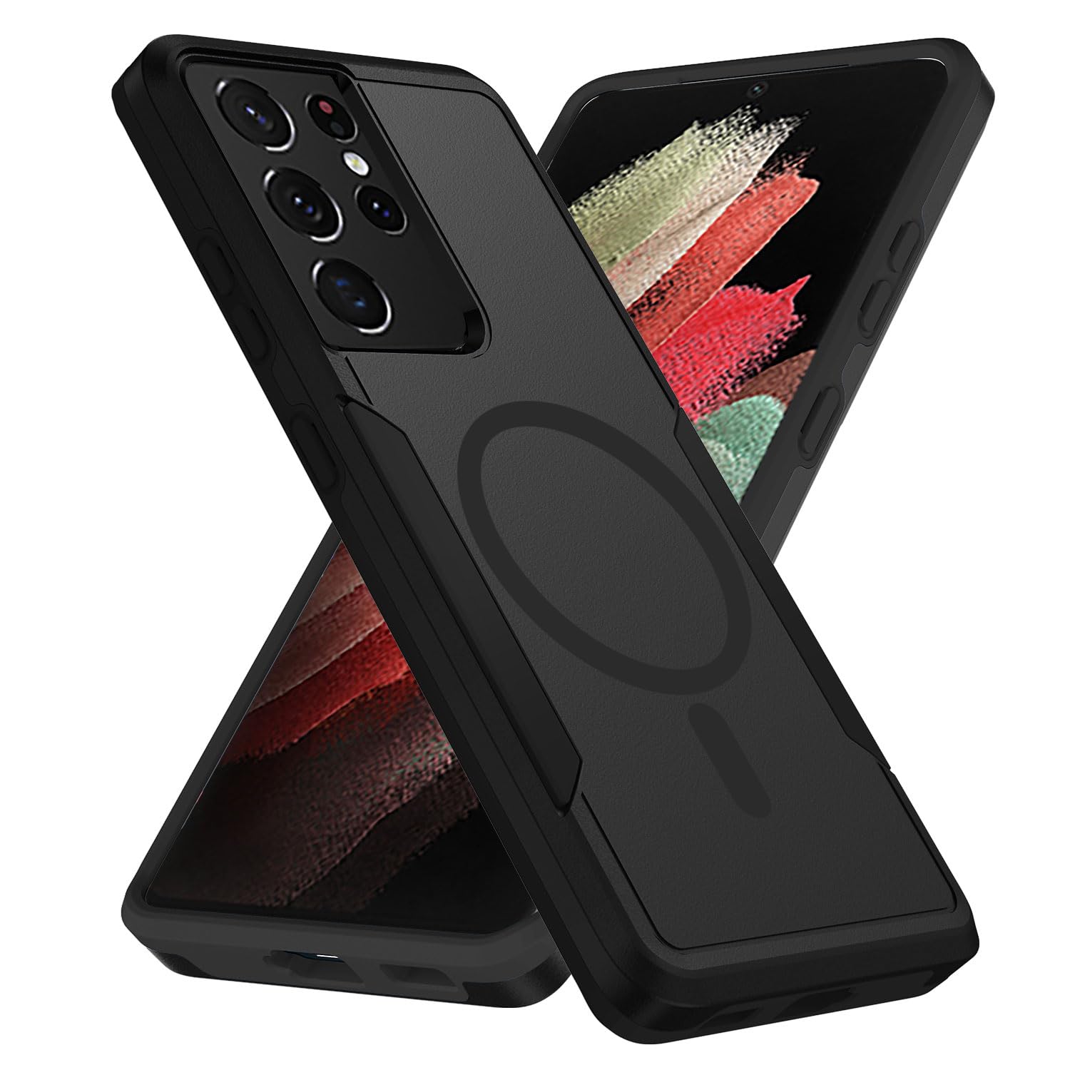 for Samsung Galaxy S21 Ultra Case,[Compatible with Magsafe] [Military Grade Drop Tested] Shockproof Magnetic Tough Rugged Protective Phone Case -6.8 inch (Black)