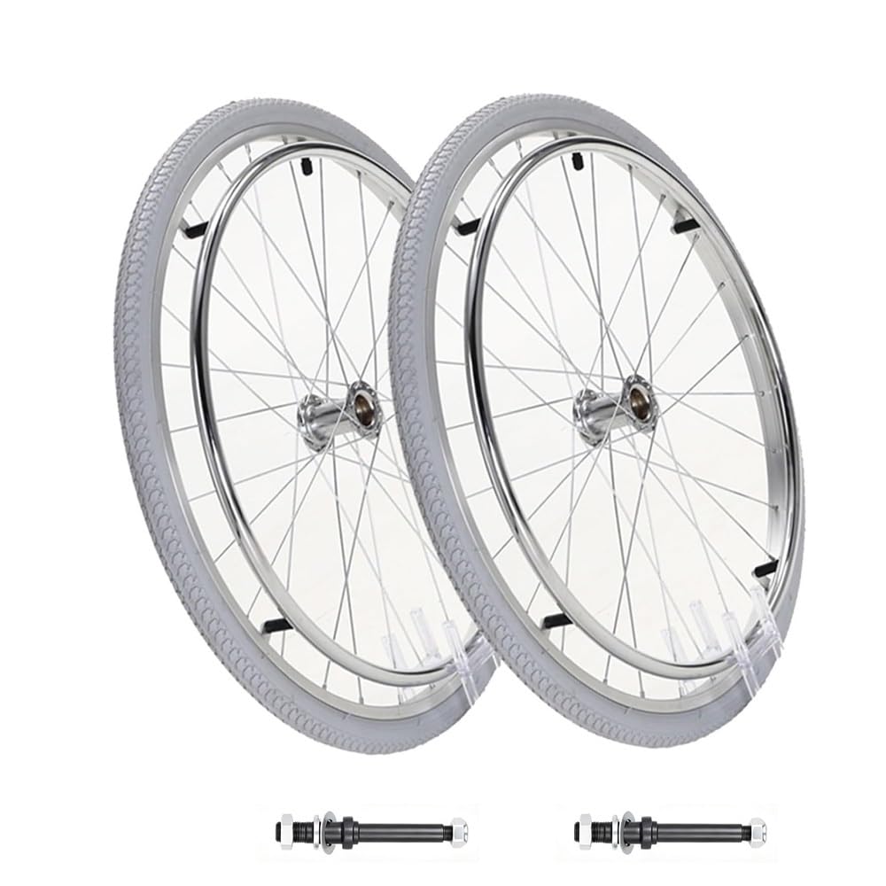24"x1 3/8 Rechange Roue Fauteuil Roulant De 24 Pouces, Roue Arrière De Fauteuil Roulant Pour Fauteuil Roulant Manuel, Pneus Pleins Non Pneumatique(Gray)