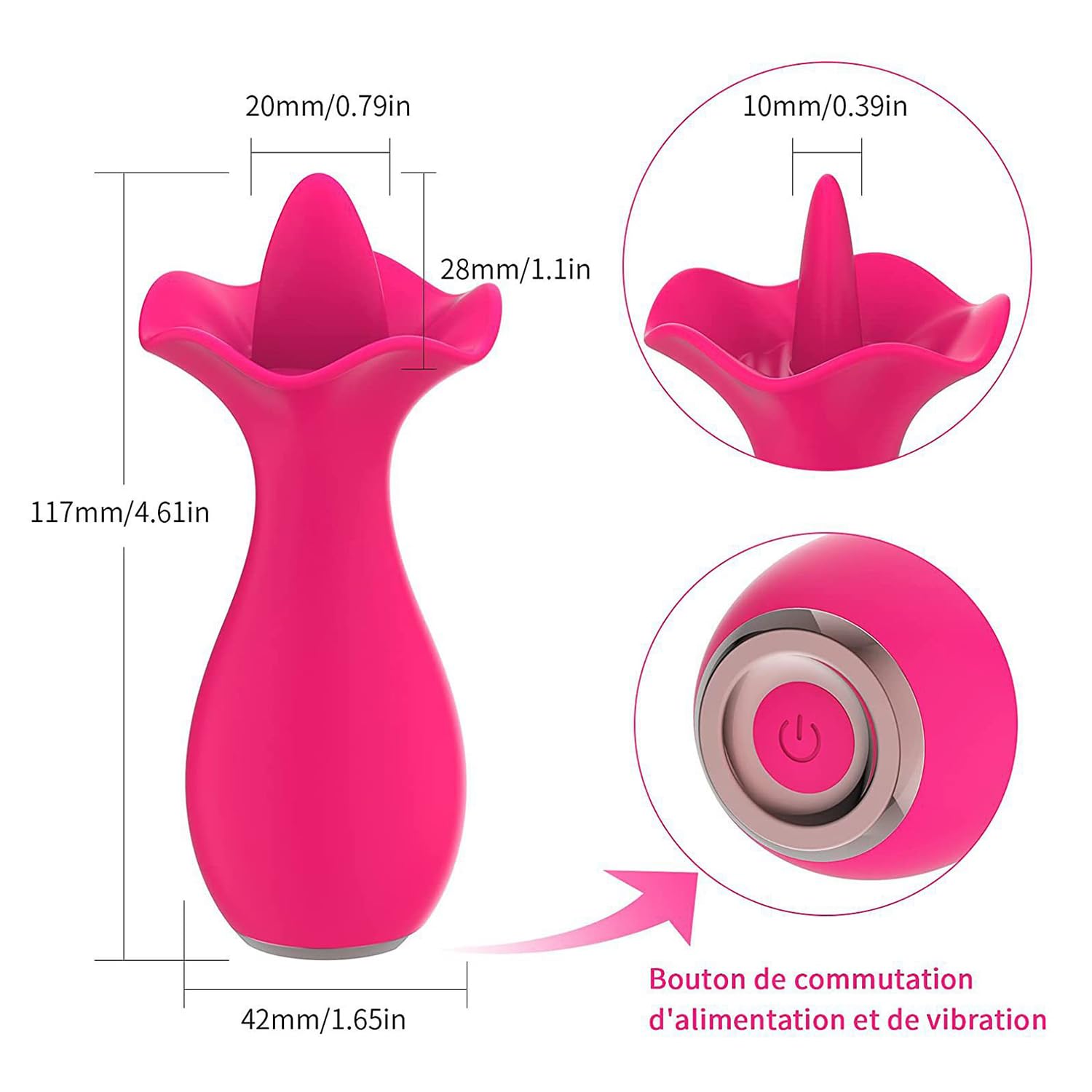 Vibratore per Leccare Il Clitoride con 10 modalità di Vibrazione, Vibratore per La Lingua del Fiore Ricaricabile, Massaggiatore per Stimolatore Vaginale del Clitoride del Capezzolo