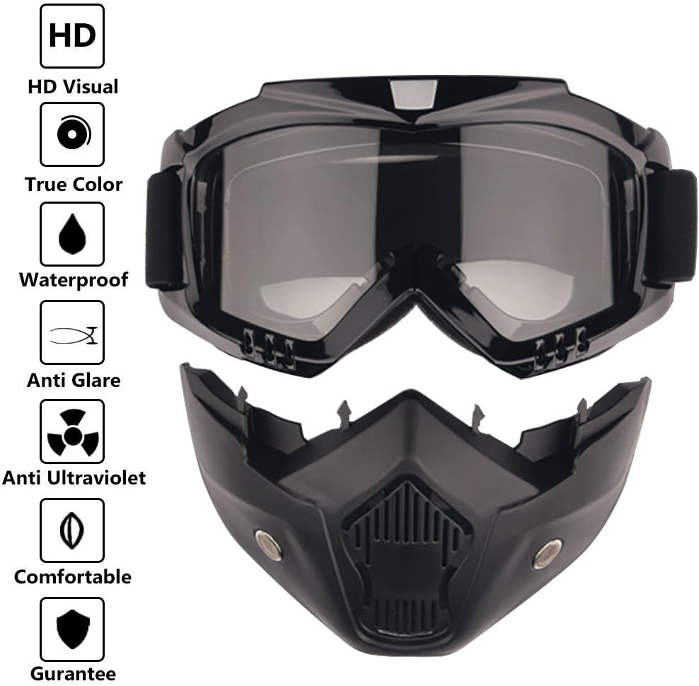 PiscatorZone Kids Goggles Mask Tactical Goggles with Detachable Face Mask for Cycling Skiing Outdoor Children CS Paintball (Grey) : Sports & Outdoors