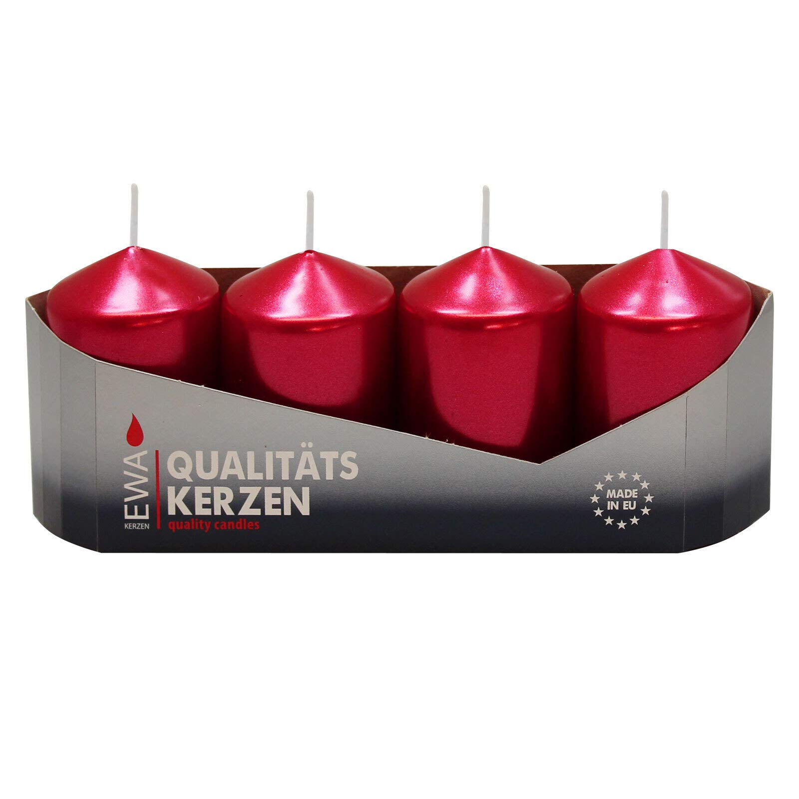 Stumpenkerzen weinrot lackiert, 48 Stück (12 x 4 Stück), Größe ca. 40 x 60 mm Adventskerzen Weihnachtskerzen Säulenkerzen