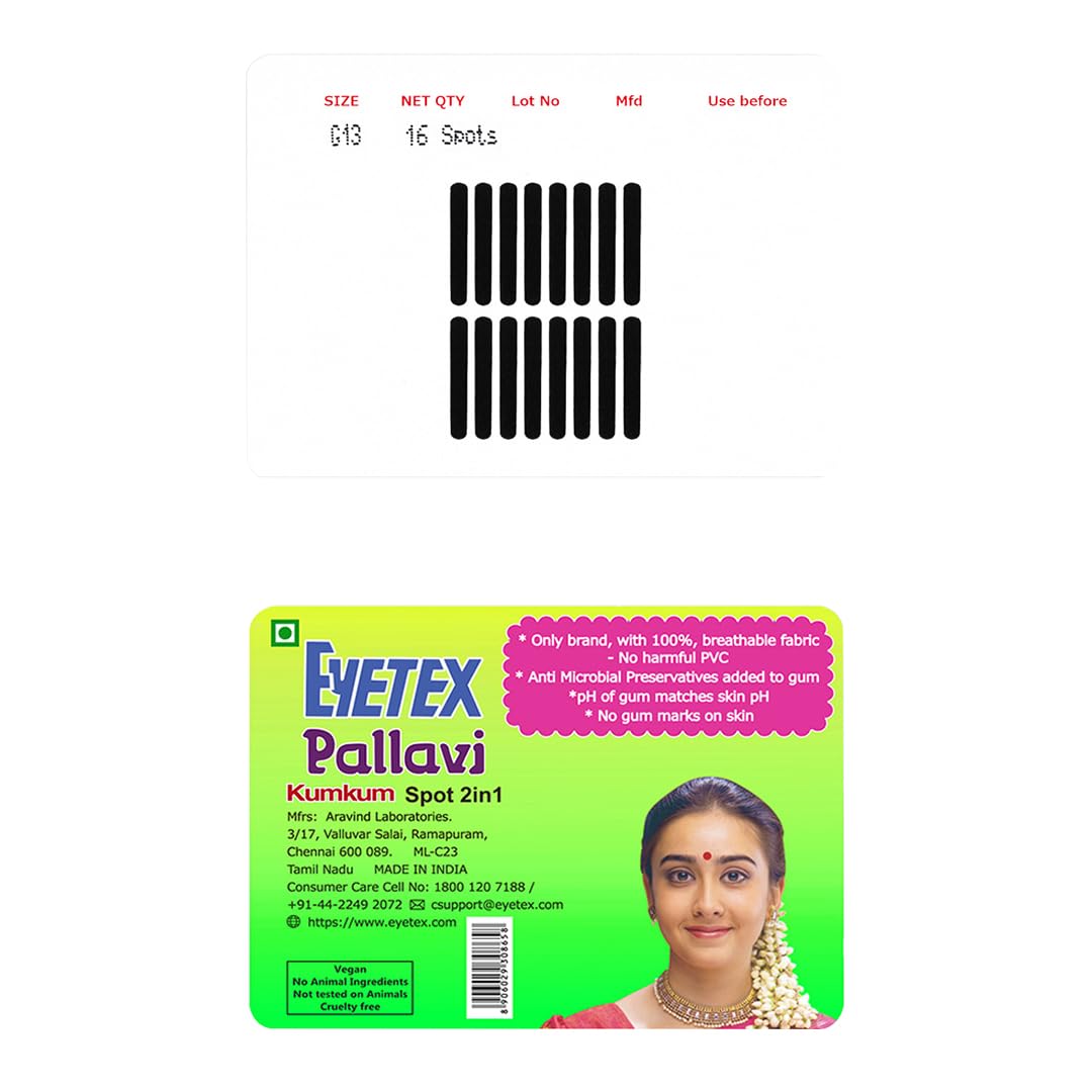 Eyetex Pallavi Sticker Kumkum, G13 - Black (Gopi, Tilak) - 20 Flaps (Pottu, Bindi)