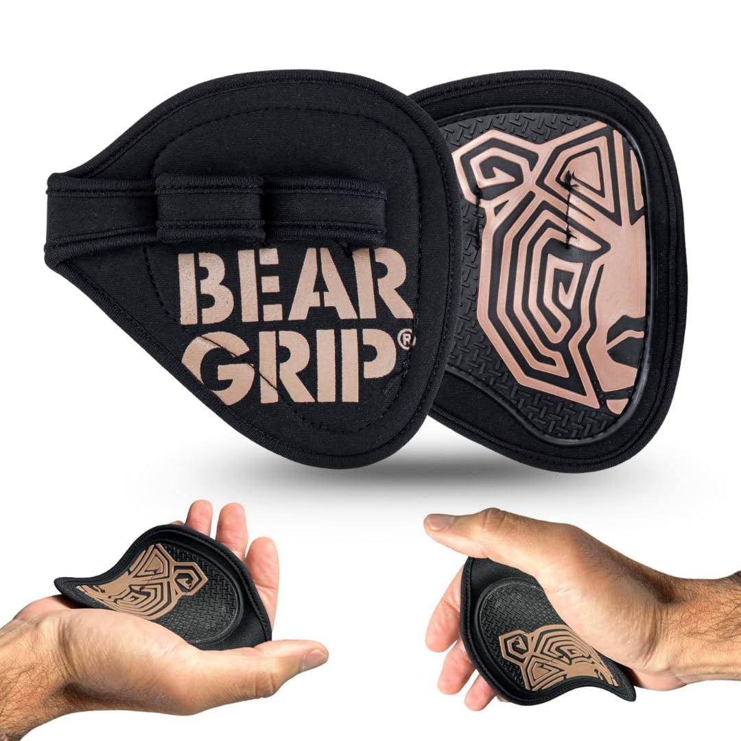 BEAR GRIP® Neoprene Gym Gloves for Men & Women – Hygienic Alternative to Weight Lifting Gloves, Open-Hand Grips for Weight Lifting, CrossFit, Strength Training, Barbell & Dumbbell Workouts