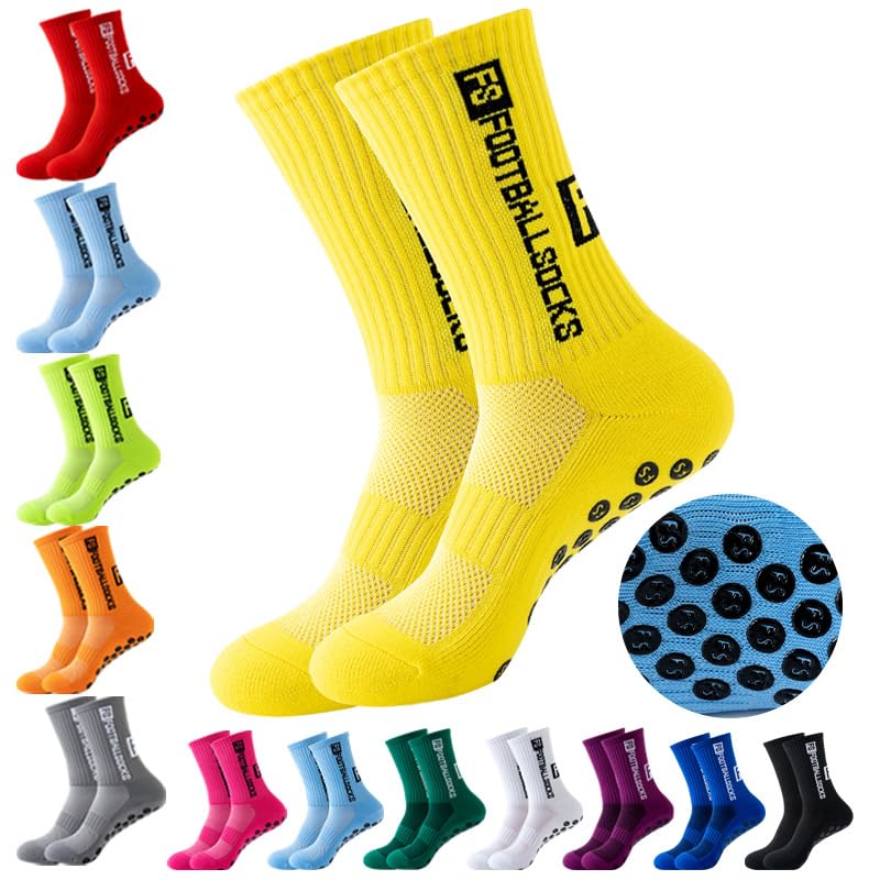 Image of Anti-Slip Sports Socks with Rubber Grip - High-Tech Breathable Cricket, Football, Yoga Socks for Men & Women | Athletic Socks for Gym, Running