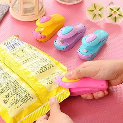 Plutofit Portable Mini Heat Sealing Machine Battery Operated, Food Sealer Heat/Impulse Sealer Packing Plastic Bag Tool. (Multi Color)