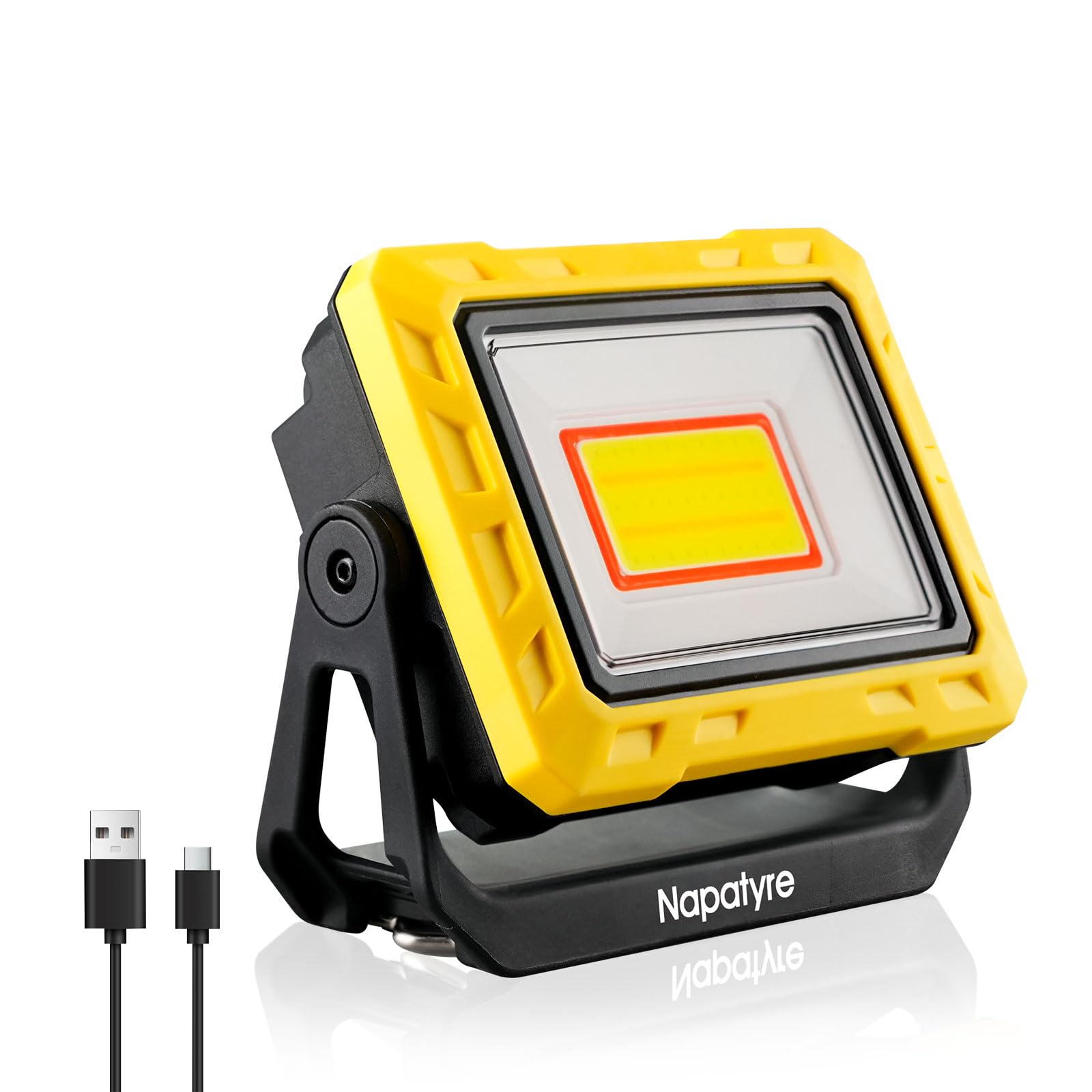 LED Work Light Rechargeable, 2000LM Bright Portable Floodlight with 360° Rotatable Magnetic Base, Battery Powered Outdoor Security Light with Power Bank for Garage Workshop Camping (1 Pack)