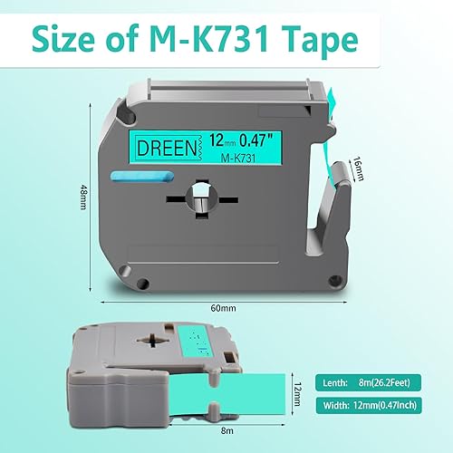 Vista 10 de GREENCYCLE Compatible con Brother M-K131 M-K231 M-K431 M-K431 M-K531 M-K631 M-K731 M-K731 Reemplazo de cinta de etiquetas para P Touch PT-70BM Blanco