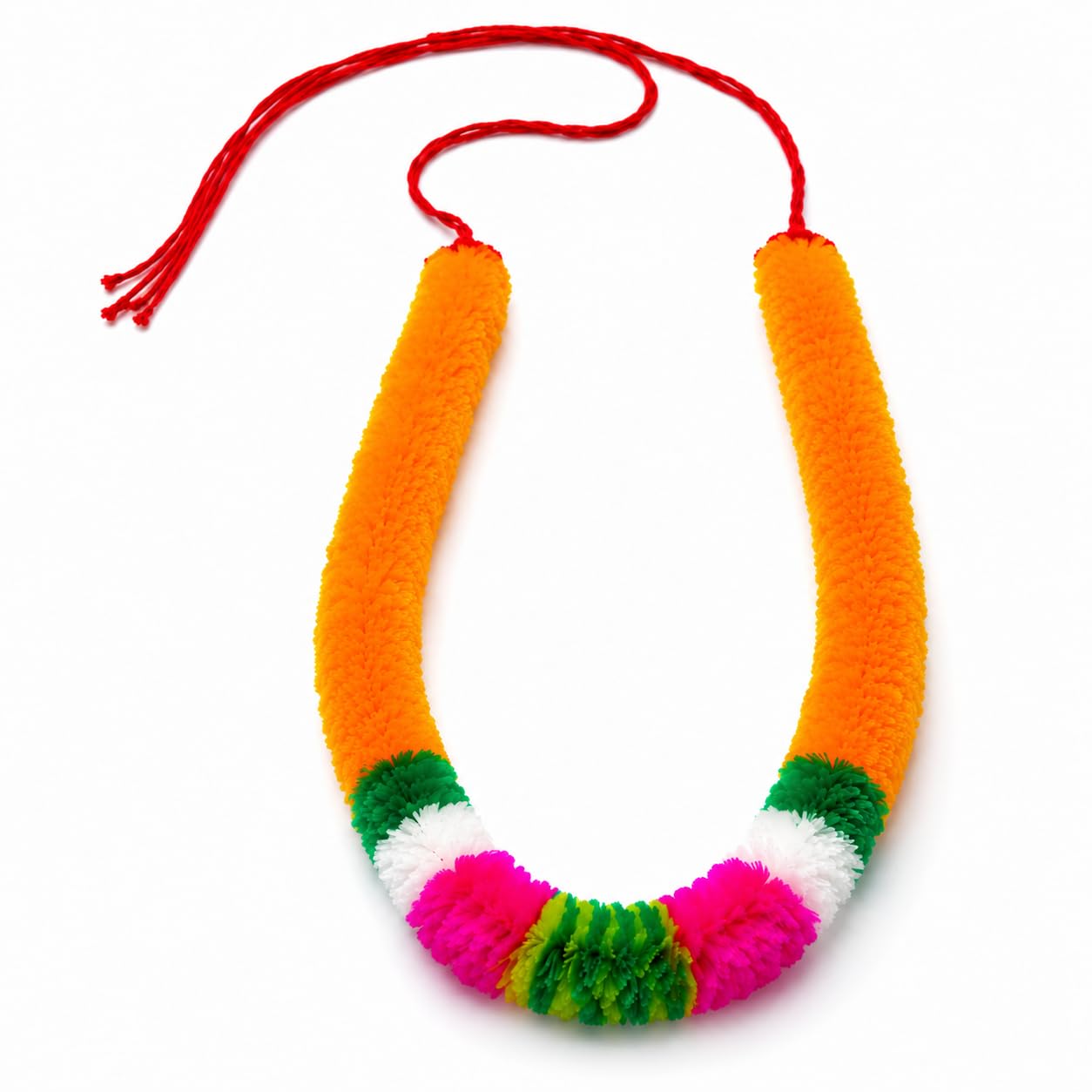 Comet Busters Pavitra Mala for God Idol & Temple | 11 Inch Sacred Puja Mala for Deity Shringar | Reusable Decorative Garland for Mandir | Orange Multicolor (CMALA01)-image-4