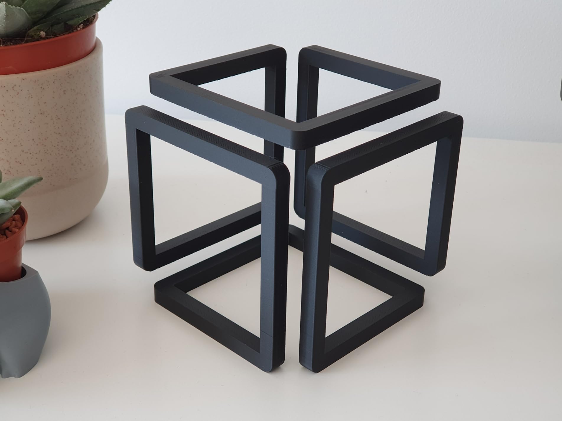 Beoals Modern Geometric Infinite Cube Sculpture, Black Metal Art Decor, Contemporary Design-image-26