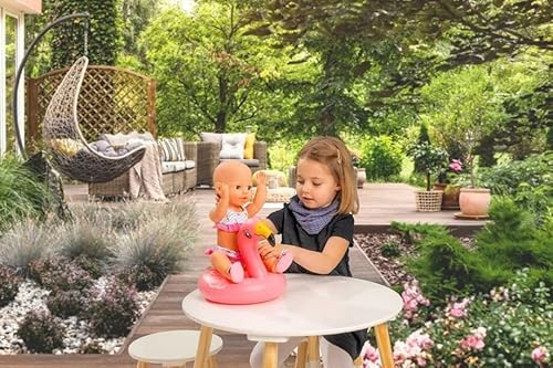 Heless 99 - Set Da Nuoto Per Bambole, 3 Pezzi, Fenicottero Ella, Bikini, Infradito E Anello Galleggiante, Misura 35-45 Cm, Per Divertimento Nelle Calde Giornate Estive - 4