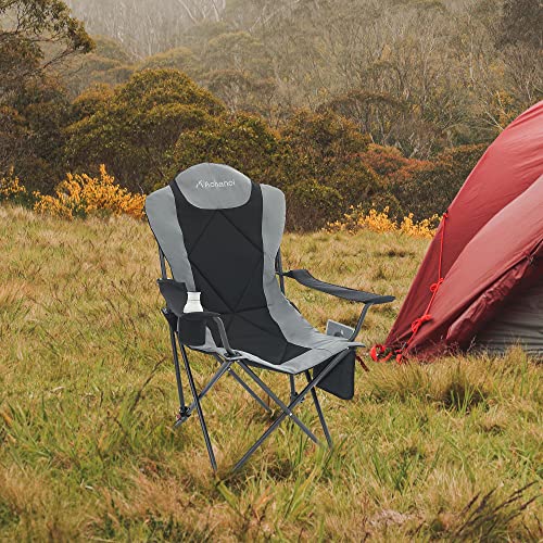 Aohanoi Camping Chairs, Camping Chairs 2 Pack Camp Chairs For Heavy People With Adjustable Angled Backrest, Outdoor Folding Camping Chairs, Folding Chairs For Outside, 350Lbs (2 Pcs, Black) #TOP6