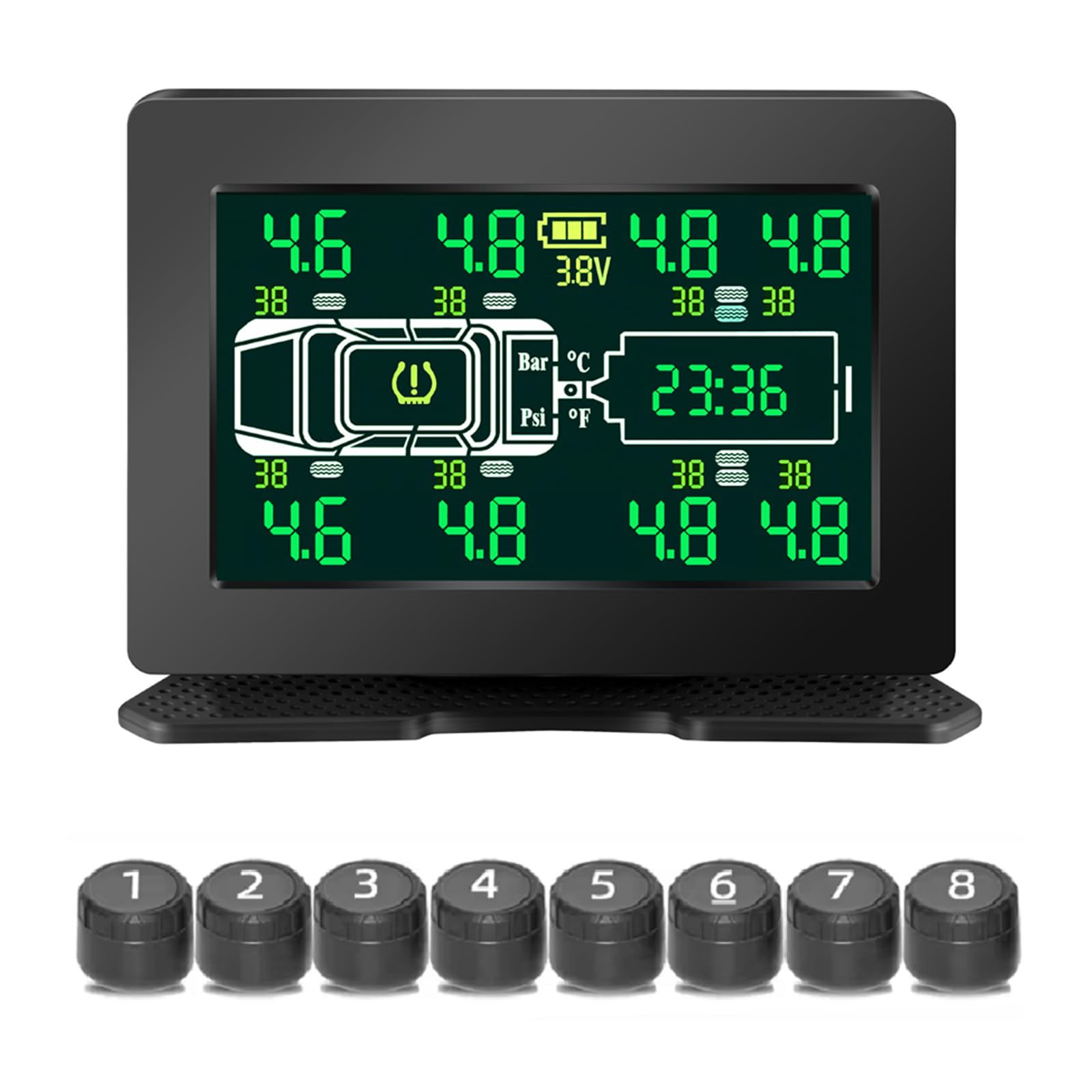System monitorowania ciśnienia w oponach Max 8,0 bar monitor temperatury w oponach IP67 wodoodporne narzędzie do monitorowania ciśnienia w oponach samochodowych z czujnikami 4/6/8 i dużym
