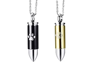 2PCS Pet Memorial Necklace for Ashes, Cremation Jewelry, Dog/Cat Paw Print Pendant
