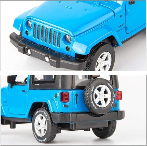 TGRCM-CZ Diecast Model Cars Toy Cars, Wrangler Rubicon1:32 Scale Alloy Pull Back Toy Car with Sound and Light Toy for Girls and Boys Kids Toys (Blue) - Thumbnail 4