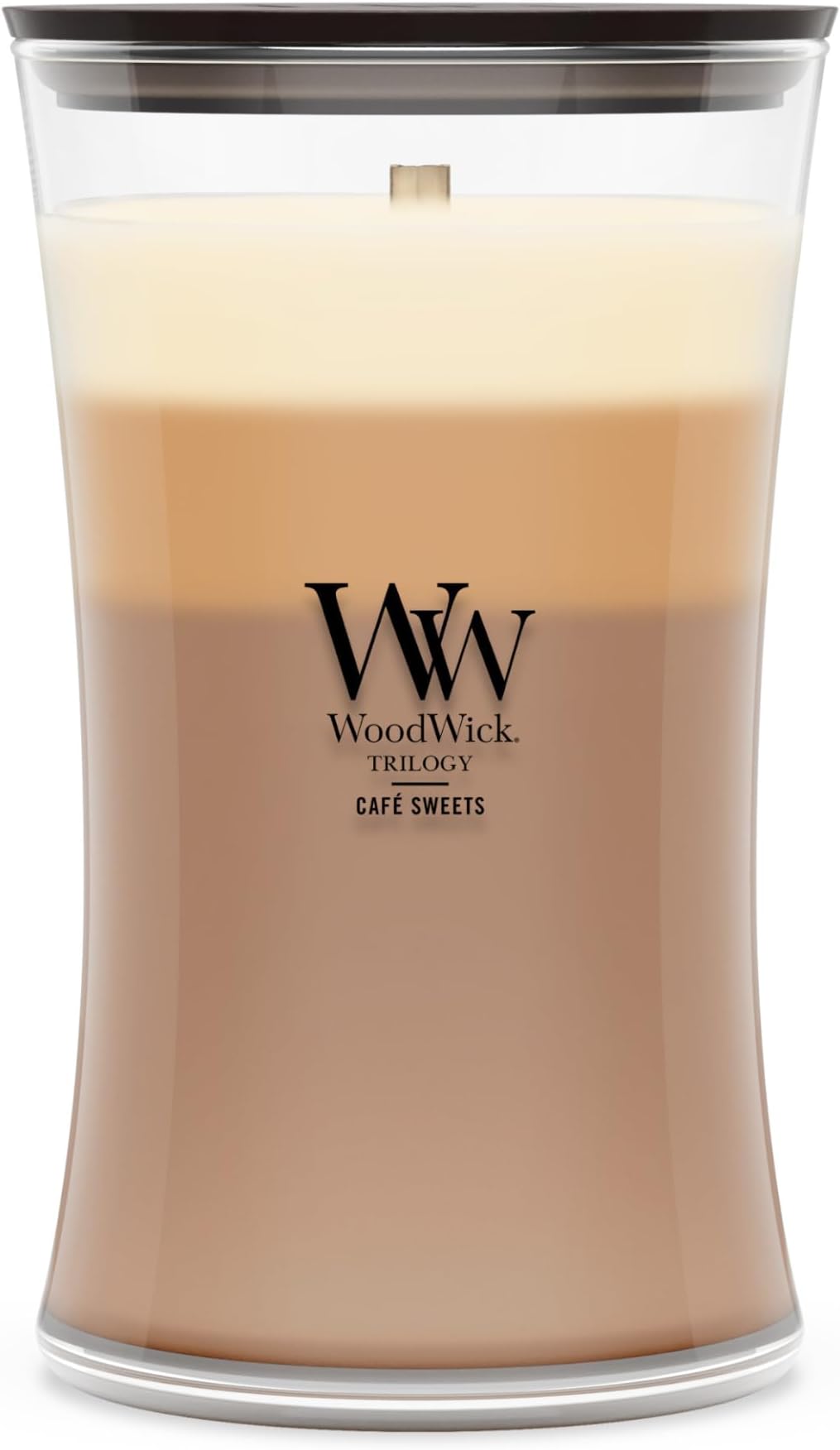 - WoodWick Café Sweets Trilogy Holiday Candle Gifts for Women and Men, 21.5 oz Large Hourglass Trilogy Candle with Crackling Wick