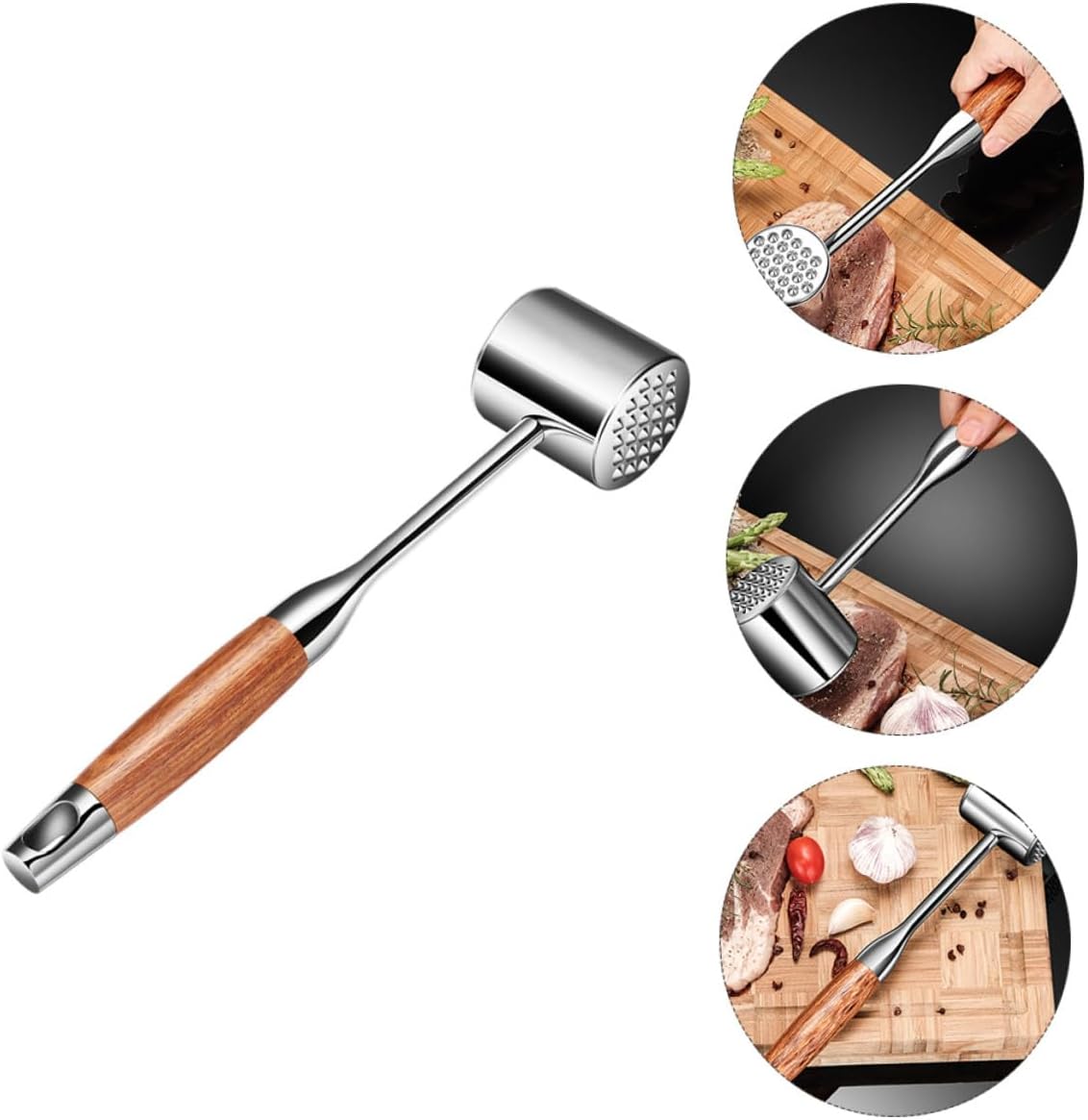 304 Stainless Steel Meat Tenderizer Mallet, Kitchen Steak Hammer for Beef and Poultry, Heavy-duty Meat Pounder for Home Cooking and Bbq Random Color