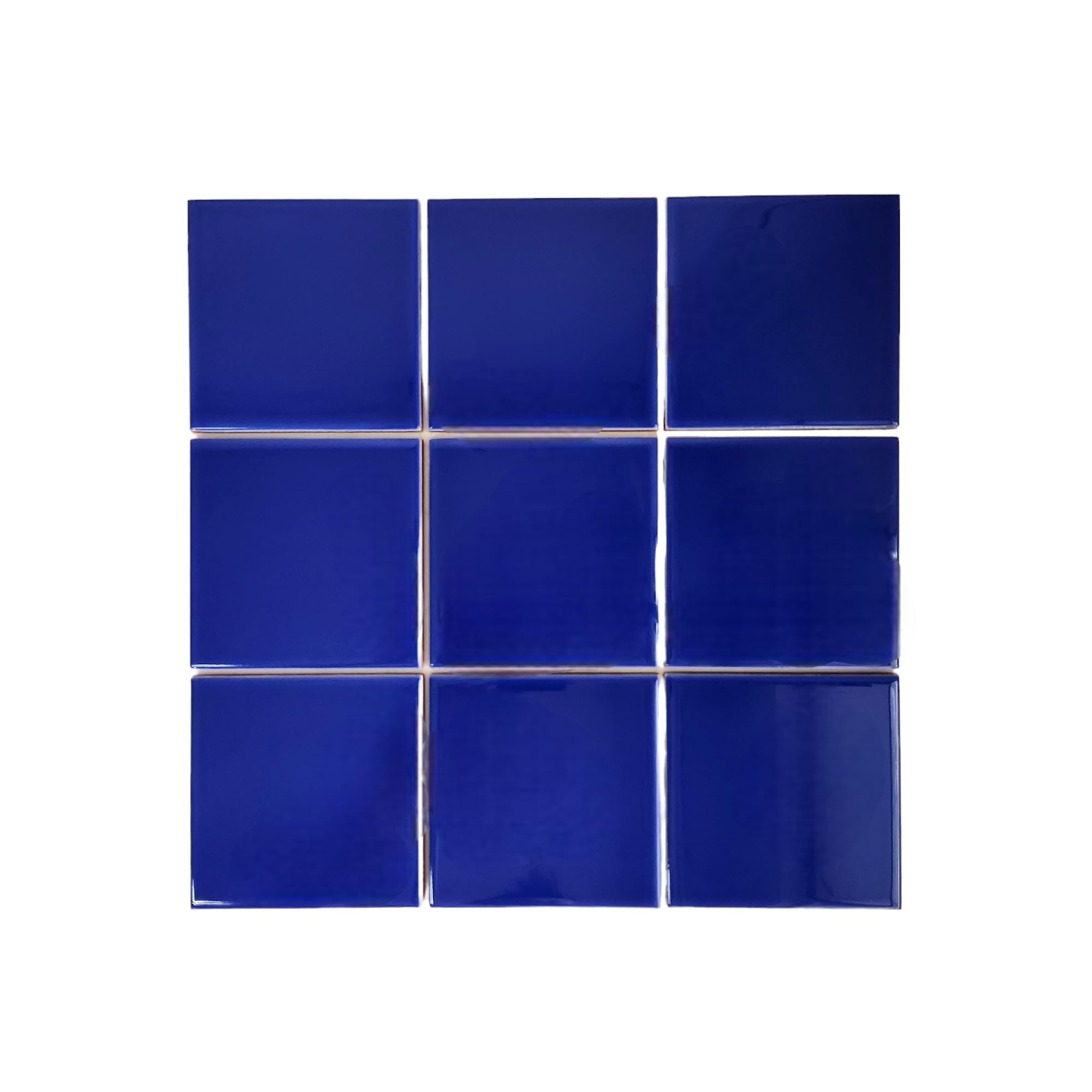 Juego de 9 azulejos de cerámica de 4 x 4 pulgadas, color sólido, versátil y duradero, decoración de pared y suelo, contra salpicaduras, cocina, baño (azul rey)