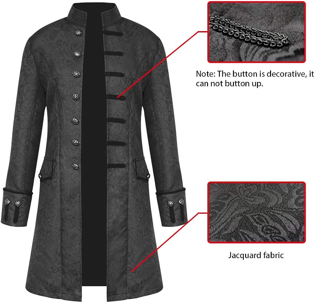 VANSUNA Mens Halloween Steampunk Jackets Medieval Victorian Costume Long Sleeves Gothic Clothing : Clothing, Shoes & Jewelry