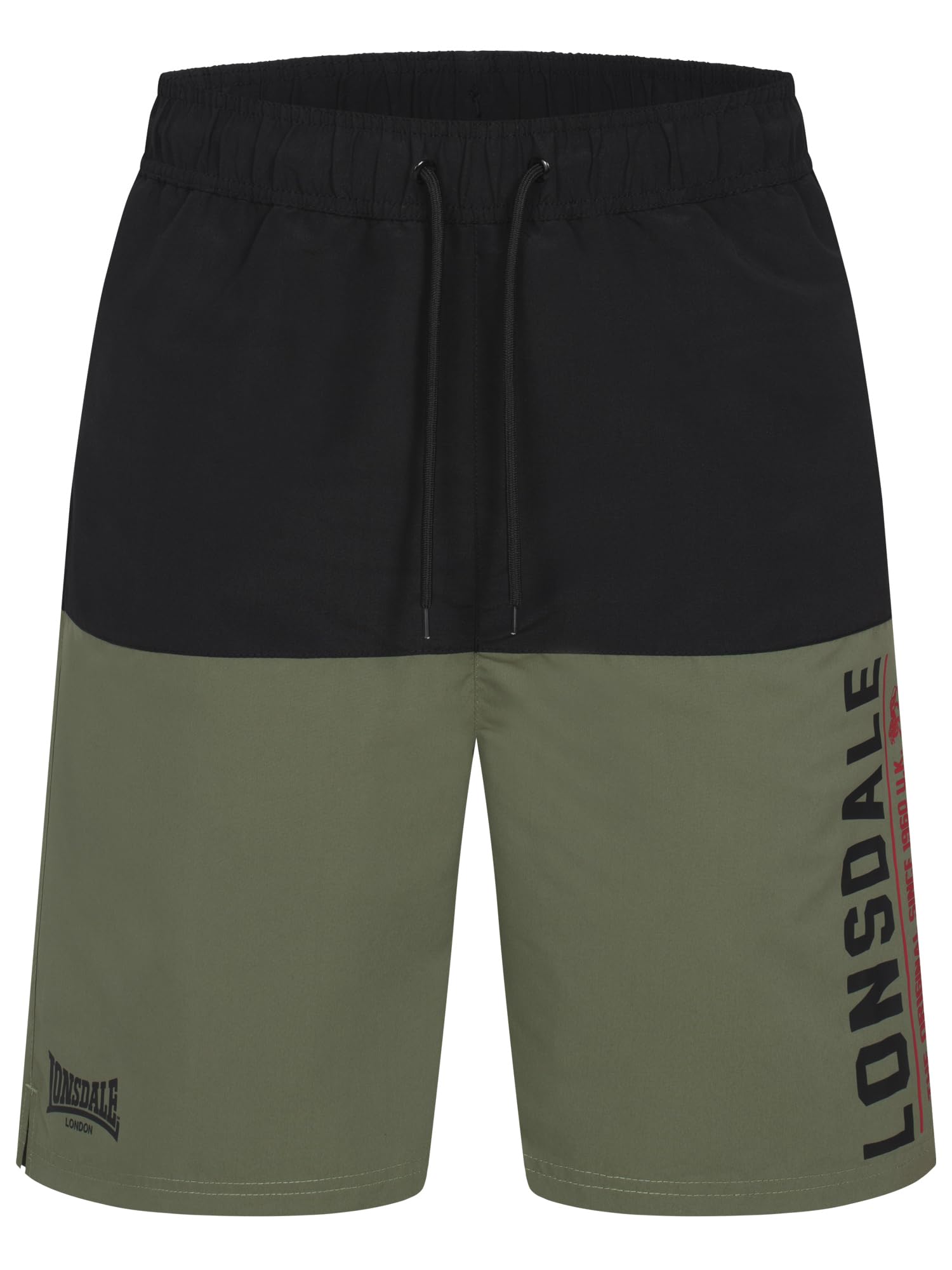 Lonsdale London HAYLING Hombre Pantalones Cortos Aceituna/Negro 100% poliéster