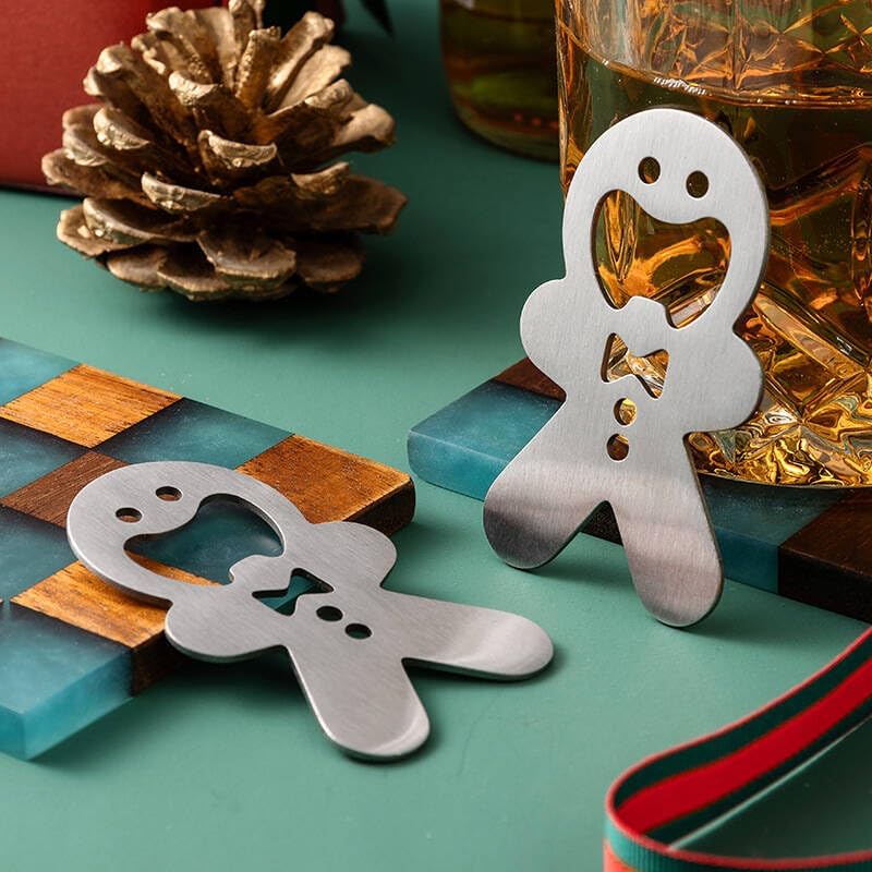 Gingerbread Man Design Bottle Opener, Stainless Steel, 67mm x 40mm, Novelty Bar Tool image 4
